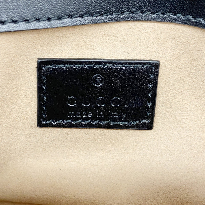 【6fa1428-k】グッチ ショルダーウォレット GGマーモント 476433 レザー ブラック ゴールド金具【中古】レディース