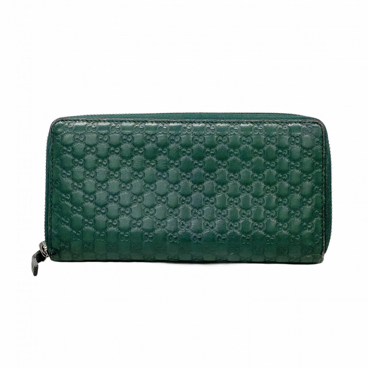 【6fa1429-k】グッチ 長財布 マイクログッチシマ 307987 レザー グリーン シルバー金具【中古】メンズ レディース ユニセックス