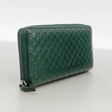 【6fa1429-k】グッチ 長財布 マイクログッチシマ 307987 レザー グリーン シルバー金具【中古】メンズ レディース ユニセックス