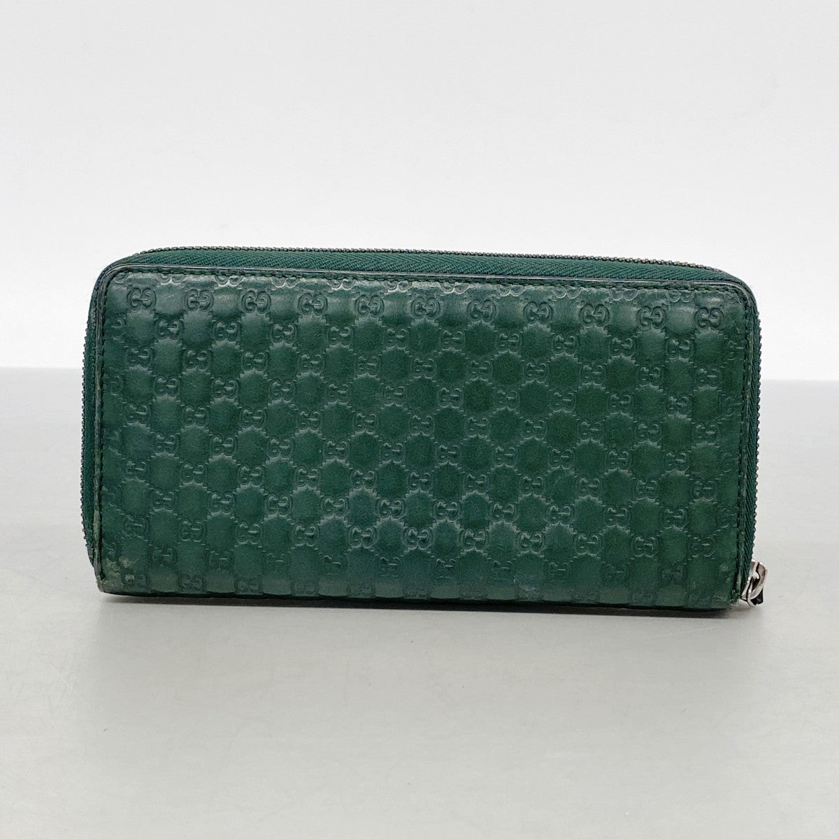 【6fa1429-k】グッチ 長財布 マイクログッチシマ 307987 レザー グリーン シルバー金具【中古】メンズ レディース ユニセックス