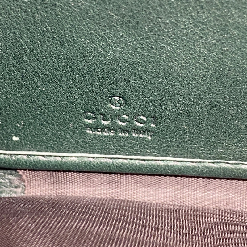 【6fa1429-k】グッチ 長財布 マイクログッチシマ 307987 レザー グリーン シルバー金具【中古】メンズ レディース ユニセックス