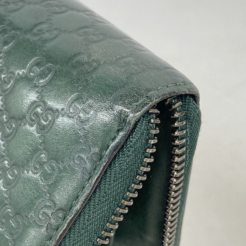 【6fa1429-k】グッチ 長財布 マイクログッチシマ 307987 レザー グリーン シルバー金具【中古】メンズ レディース ユニセックス