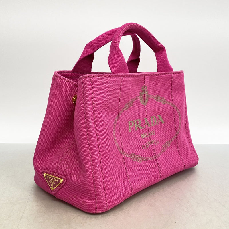 【6fa1445-k】プラダ トートバッグ カナパ キャンバス ピンク ゴールド金具 2wayバッグ【中古】レディース