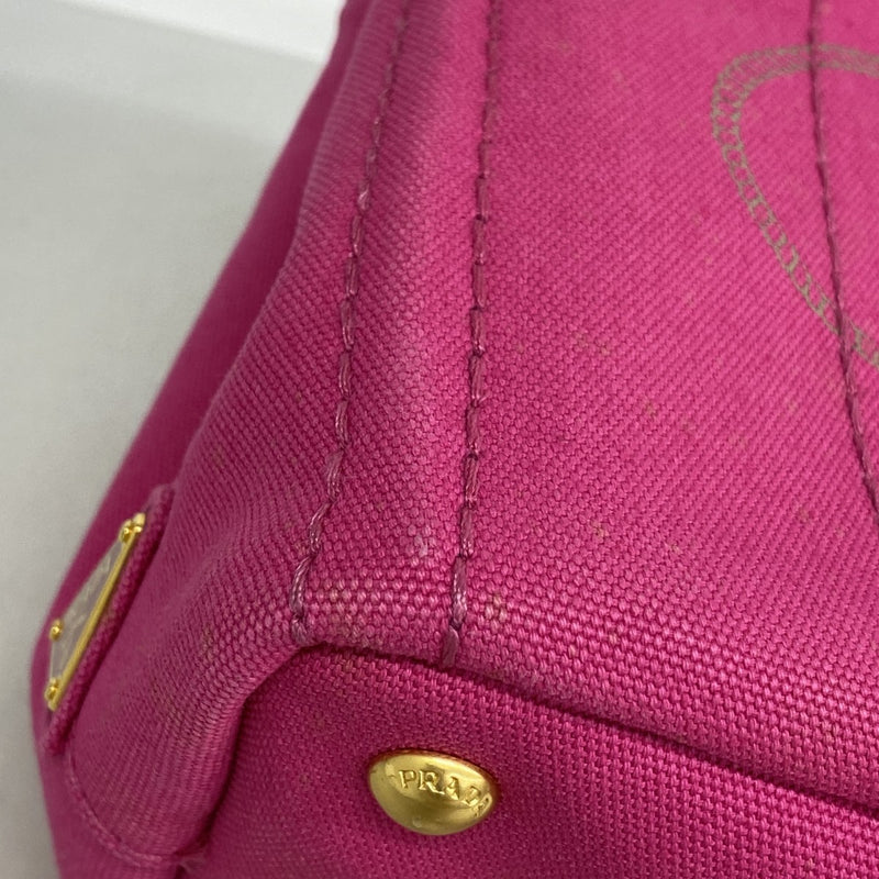 【6fa1445-k】プラダ トートバッグ カナパ キャンバス ピンク ゴールド金具 2wayバッグ【中古】レディース