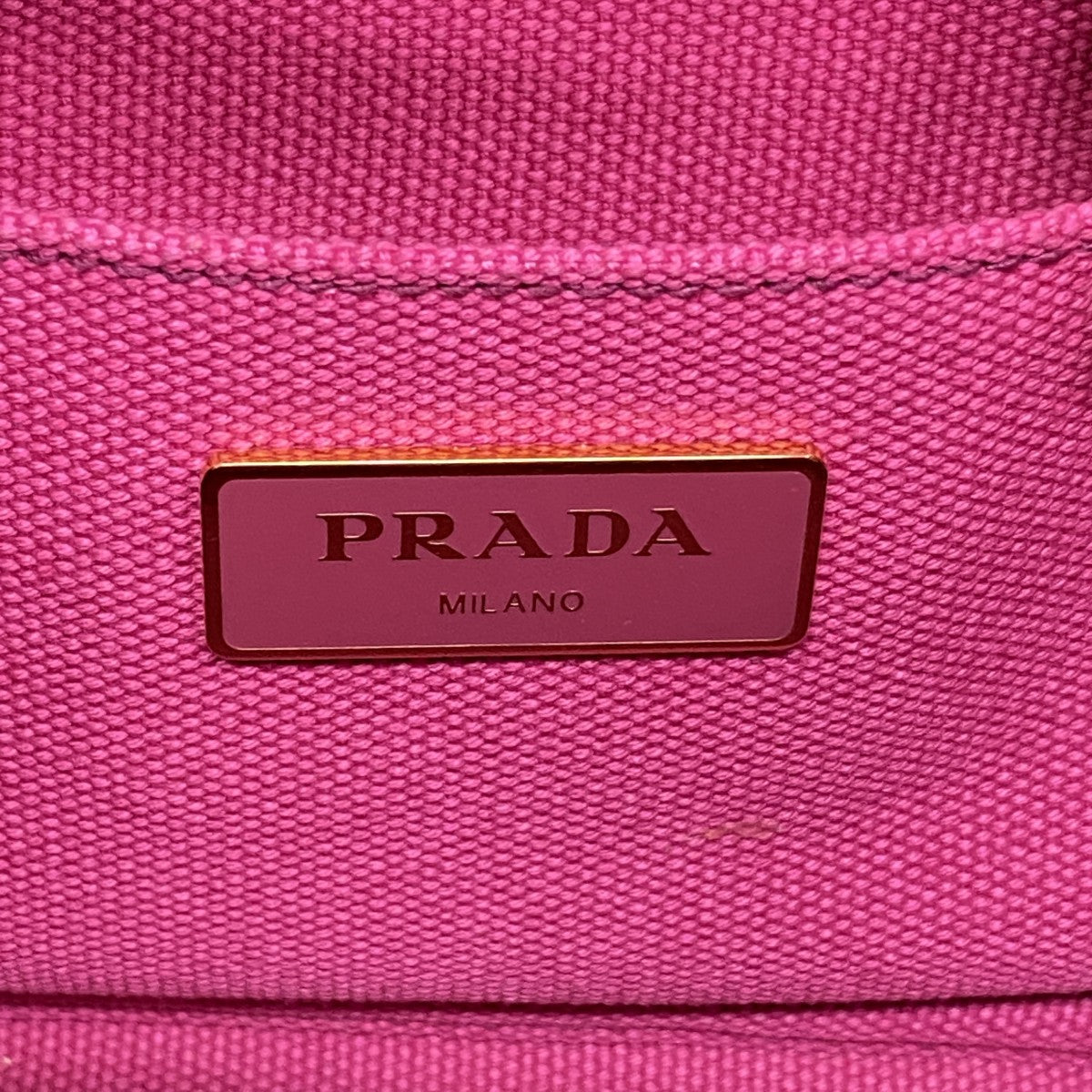 【6fa1445-k】プラダ トートバッグ カナパ キャンバス ピンク ゴールド金具 2wayバッグ【中古】レディース
