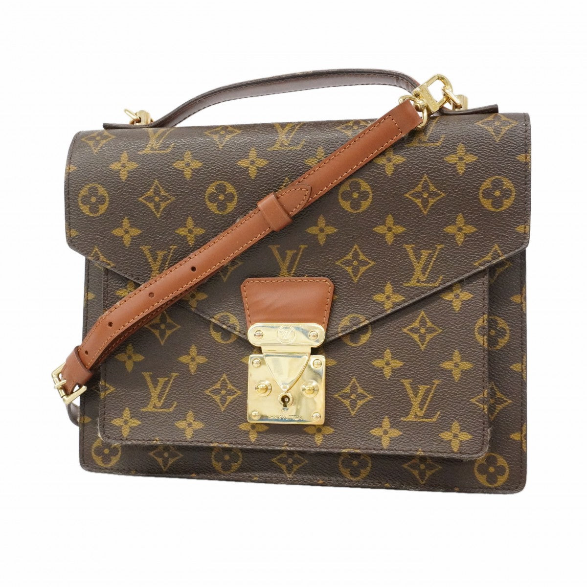 【6fa1455】ルイヴィトン ハンドバッグ モノグラム モンソー28 M51185 ブラウン 2wayバッグ【中古】レディース