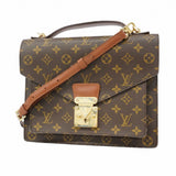 【6fa1455】ルイヴィトン ハンドバッグ モノグラム モンソー28 M51185 ブラウン 2wayバッグ【中古】レディース