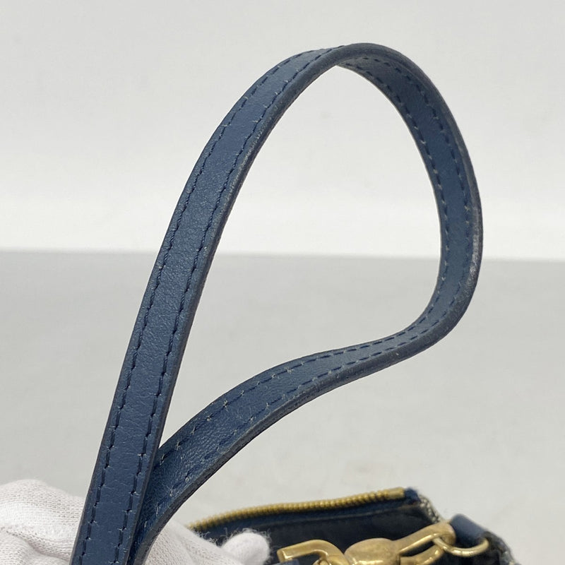 【6fa1464】クリスチャンディオール ハンドバッグ トロッター キャンバス ネイビー ゴールド金具【中古】レディース