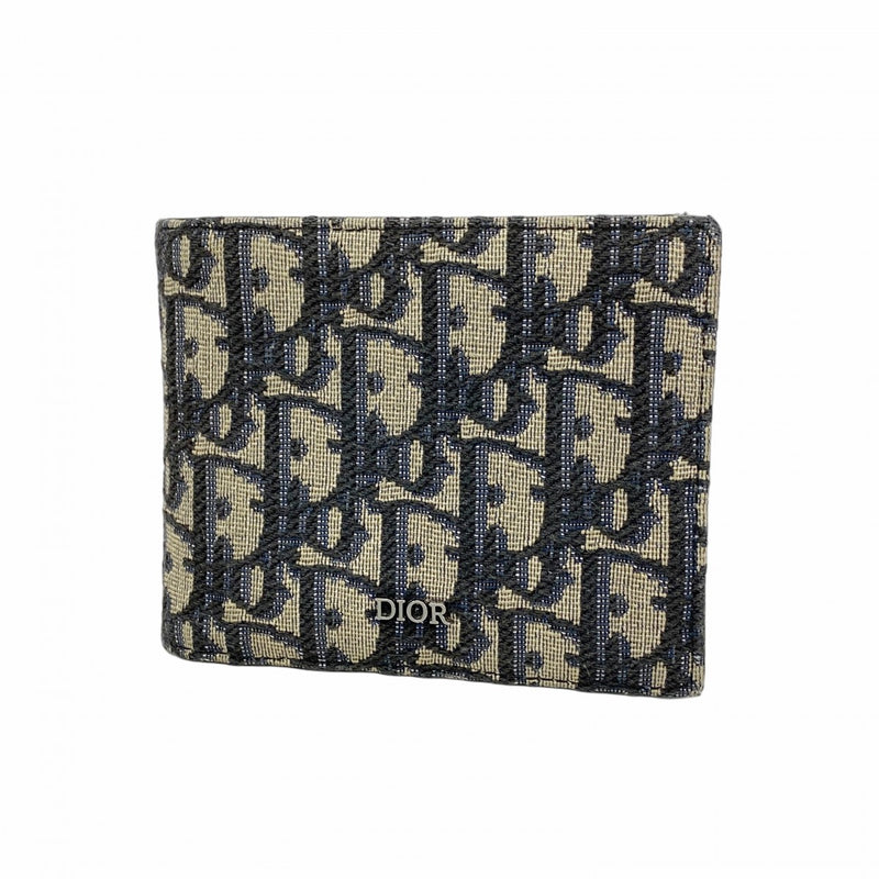 【6fa1465】クリスチャンディオール 財布 トロッター キャンバス ネイビー シルバー金具【中古】メンズ