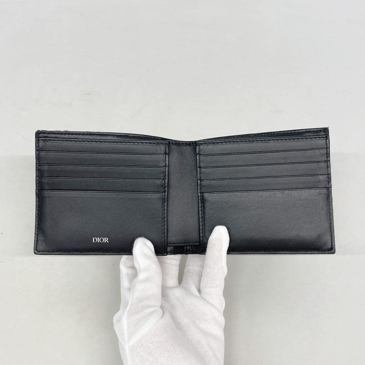 【6fa1465】クリスチャンディオール 財布 トロッター キャンバス ネイビー シルバー金具【中古】メンズ