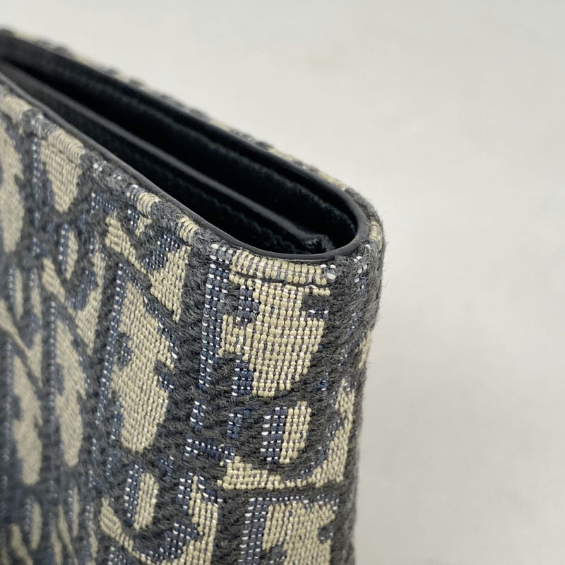 【6fa1465】クリスチャンディオール 財布 トロッター キャンバス ネイビー シルバー金具【中古】メンズ