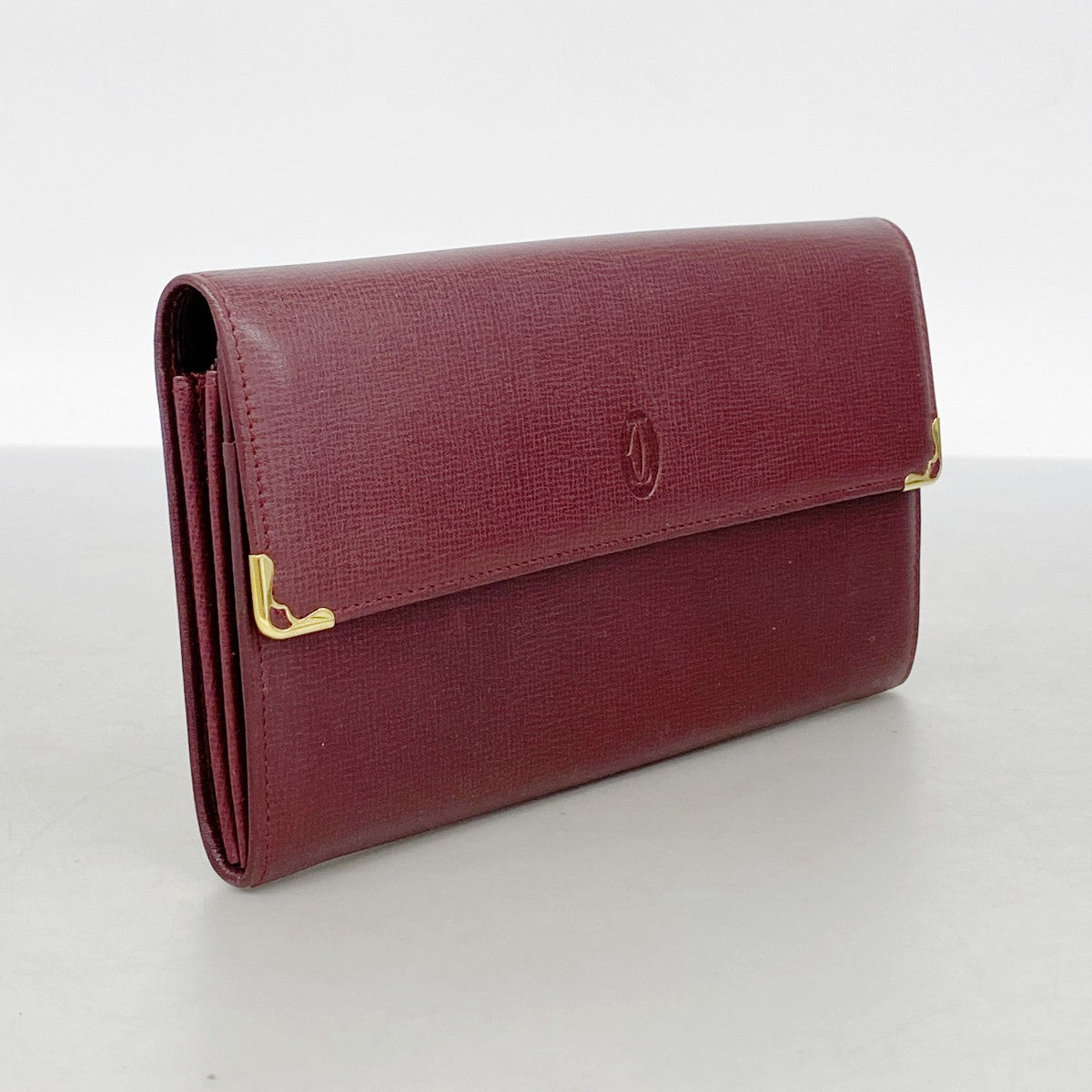 【6fa1466】カルティエ 長財布 マスト レザー ボルドー ゴールド金具【中古】レディース