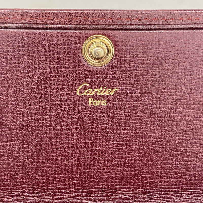 【6fa1466】カルティエ 長財布 マスト レザー ボルドー ゴールド金具【中古】レディース