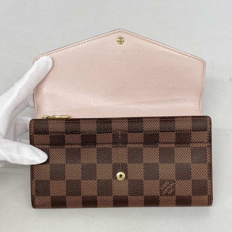 【6fa1488】ルイヴィトン 長財布 ダミエ ポルトフォイユサラ N60114 エベヌ ローズバレリーヌ【中古】レディース