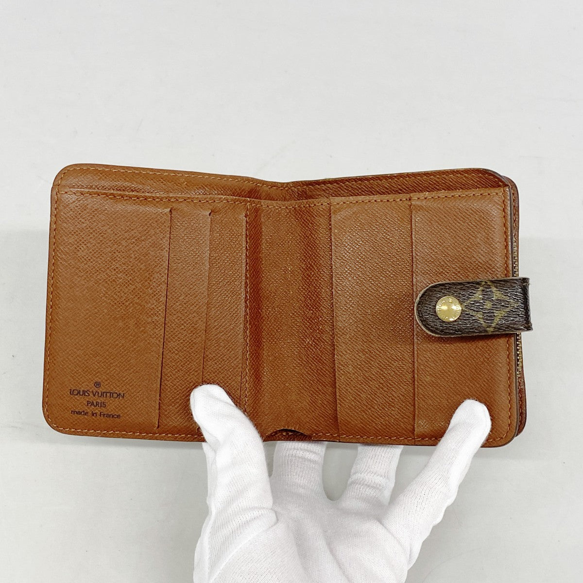 【6fa1490】ルイヴィトン 財布 モノグラム コンパクトジップ M61667 ブラウン【中古】レディース