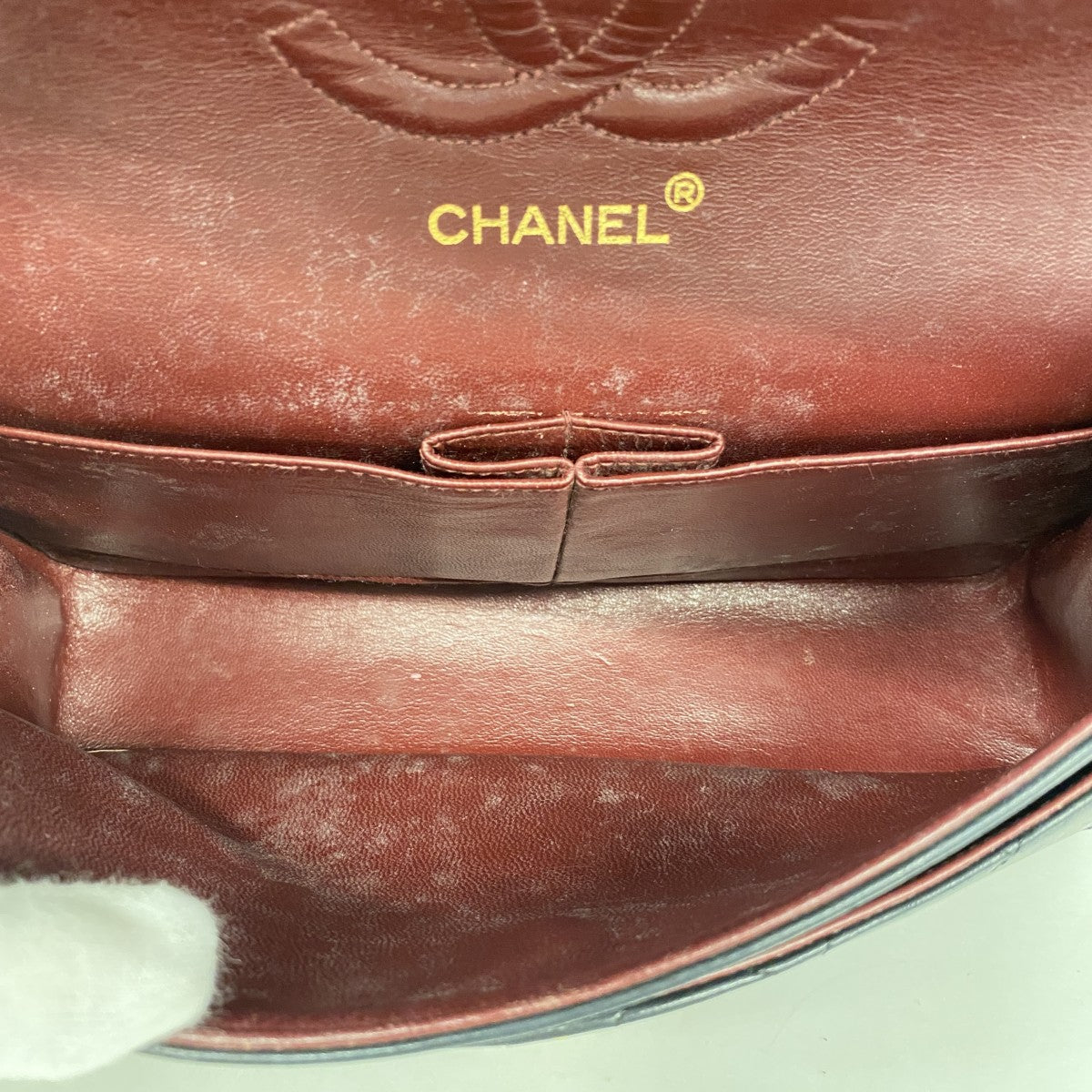 【6fa1493】シャネル ショルダーバッグ マトラッセ Wフラップ Wチェーン ラムスキン ブラック ゴールド金具【中古】レディース