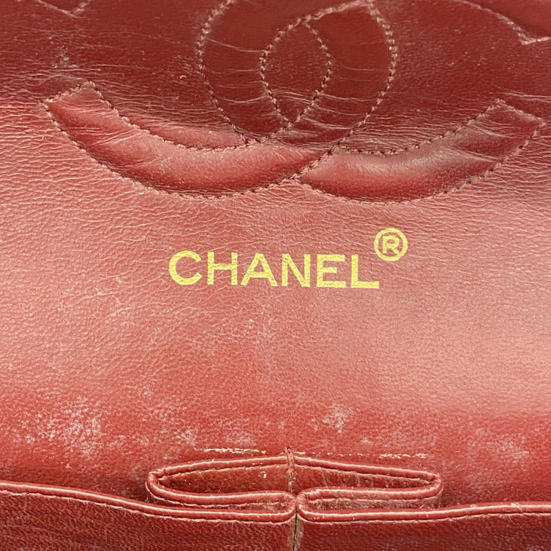 【6fa1493】シャネル ショルダーバッグ マトラッセ Wフラップ Wチェーン ラムスキン ブラック ゴールド金具【中古】レディース