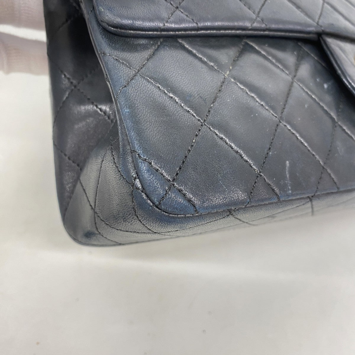【6fa1493】シャネル ショルダーバッグ マトラッセ Wフラップ Wチェーン ラムスキン ブラック ゴールド金具【中古】レディース