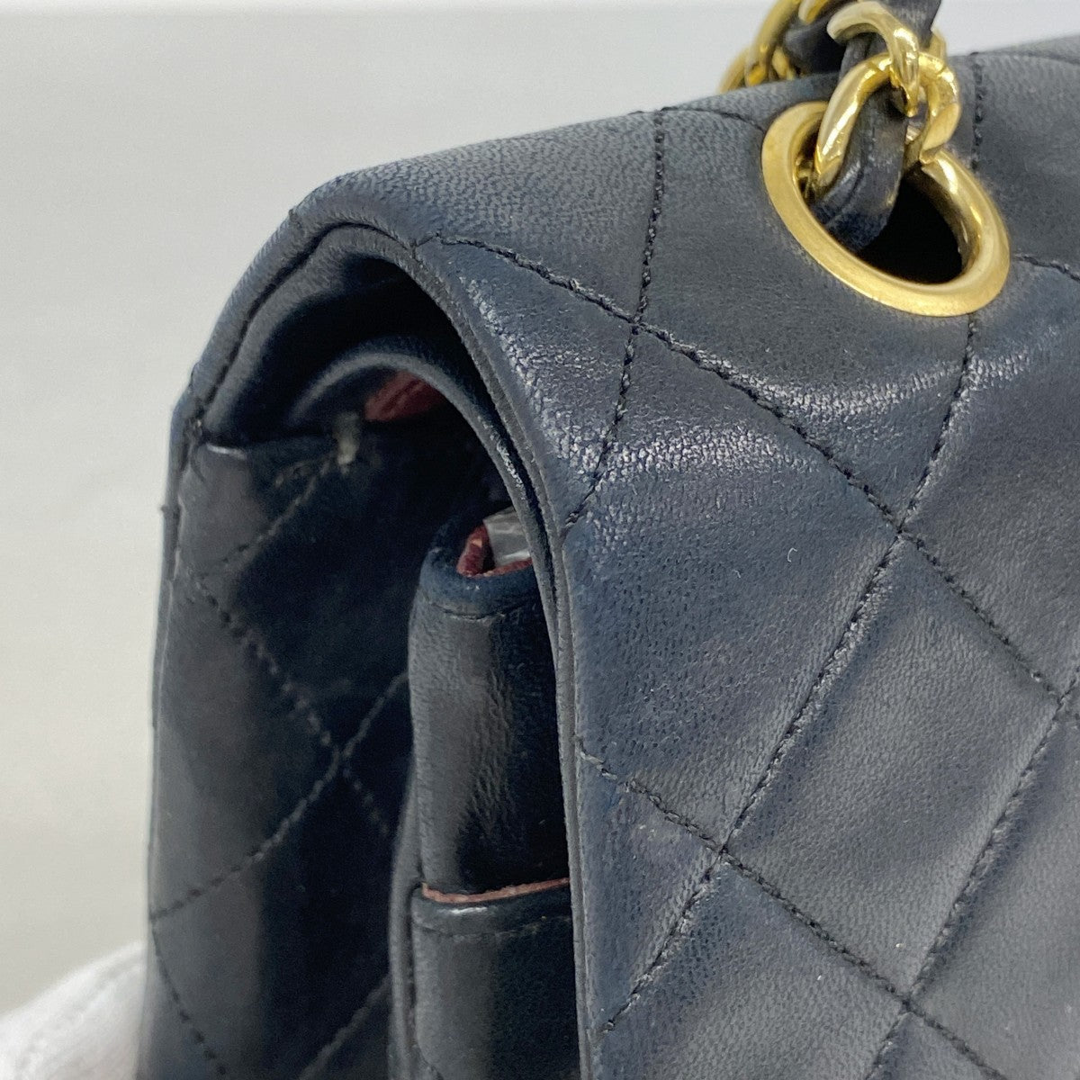 【6fa1493】シャネル ショルダーバッグ マトラッセ Wフラップ Wチェーン ラムスキン ブラック ゴールド金具【中古】レディース