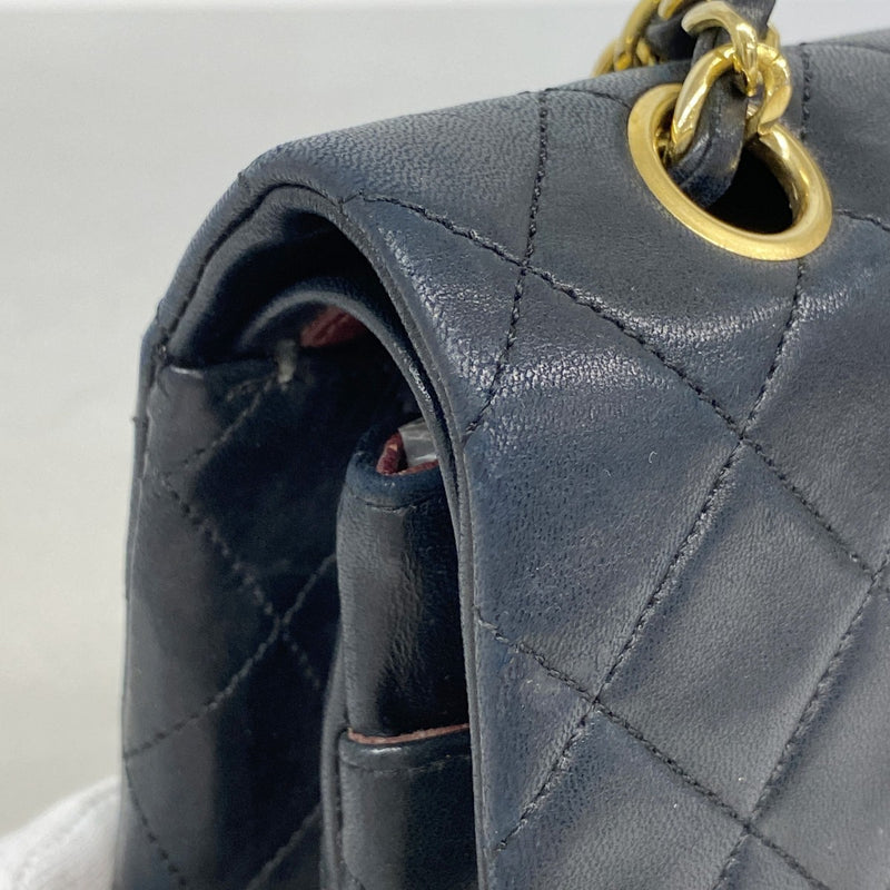 【6fa1493】シャネル ショルダーバッグ マトラッセ Wフラップ Wチェーン ラムスキン ブラック ゴールド金具【中古】レディース