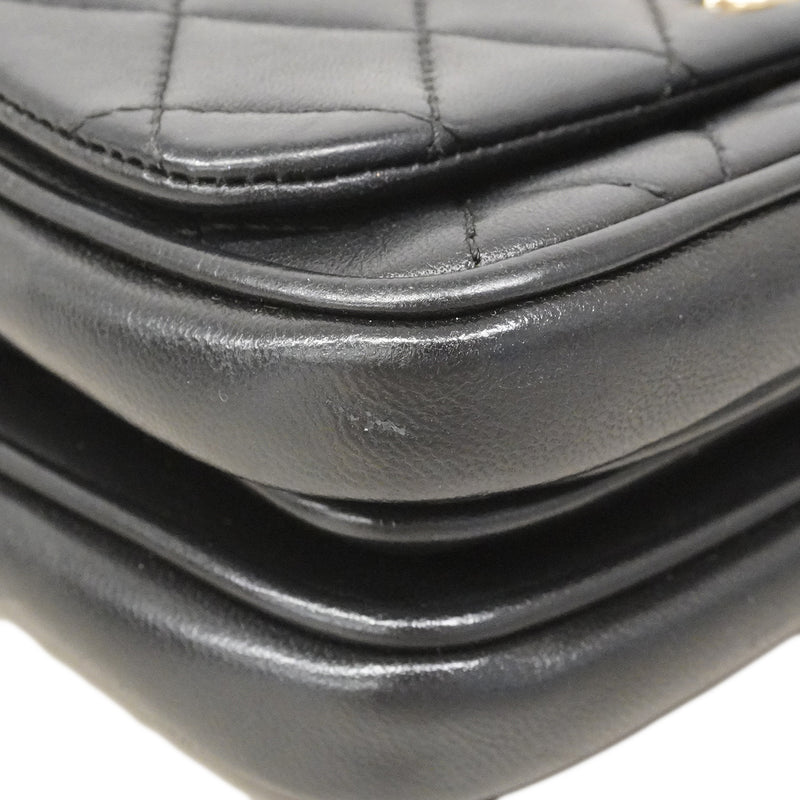 【6fa1506】シャネル ショルダーバッグ マトラッセ チェーンショルダー ラムスキン ブラック ゴールド金具 2wayバッグ【中古】レディース