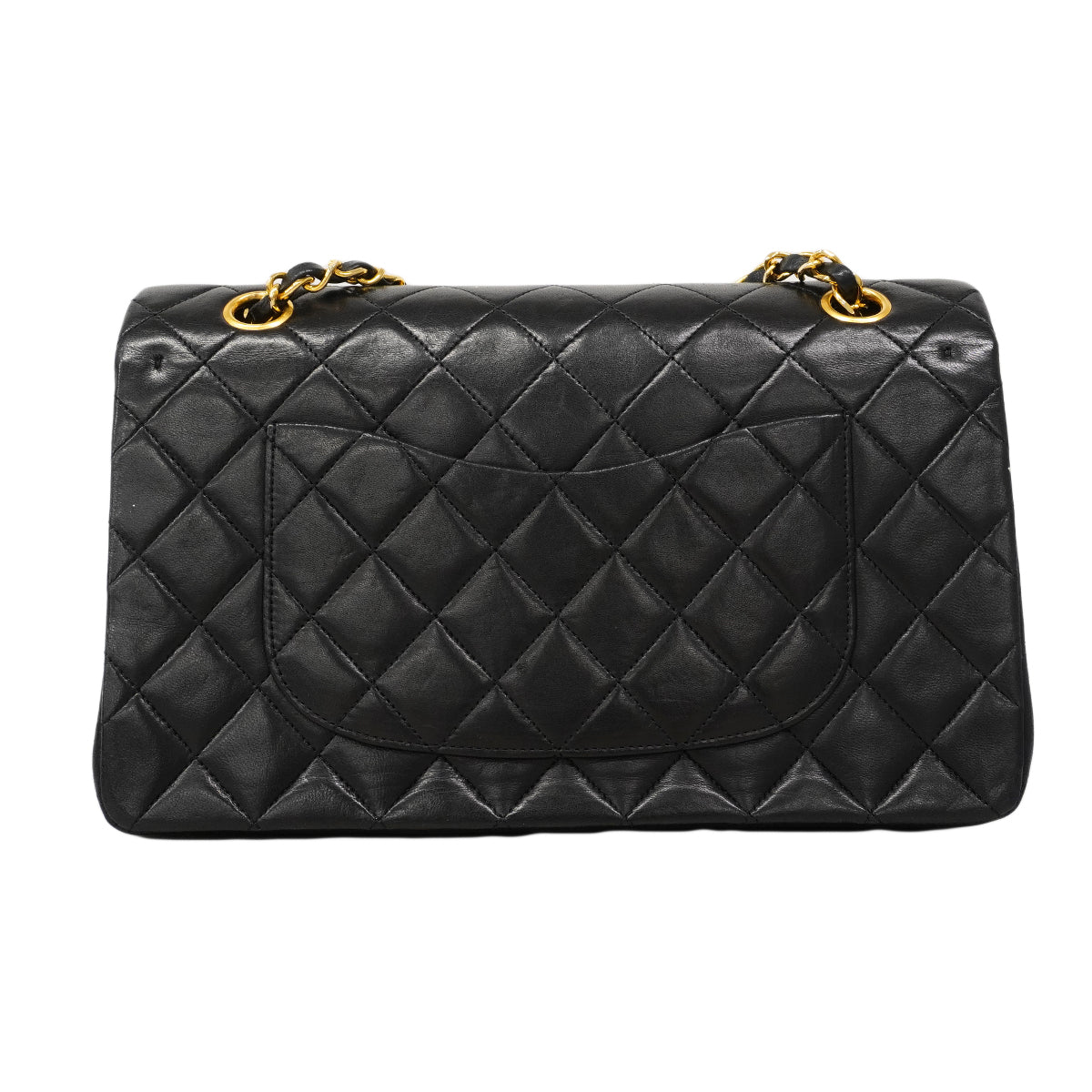 【6fa1507】シャネル ショルダーバッグ マトラッセ Wフラップ Wチェーン ラムスキン ブラック ゴールド金具【中古】レディース