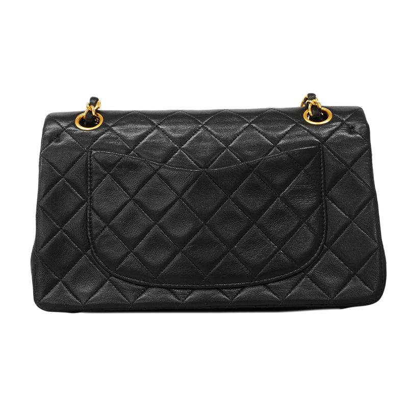 【6fa1508】シャネル ショルダーバッグ マトラッセ Wフラップ Wチェーン ラムスキン ブラック ゴールド金具【中古】レディース