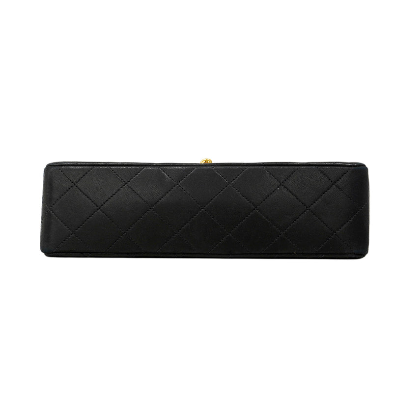 【6fa1508】シャネル ショルダーバッグ マトラッセ Wフラップ Wチェーン ラムスキン ブラック ゴールド金具【中古】レディース