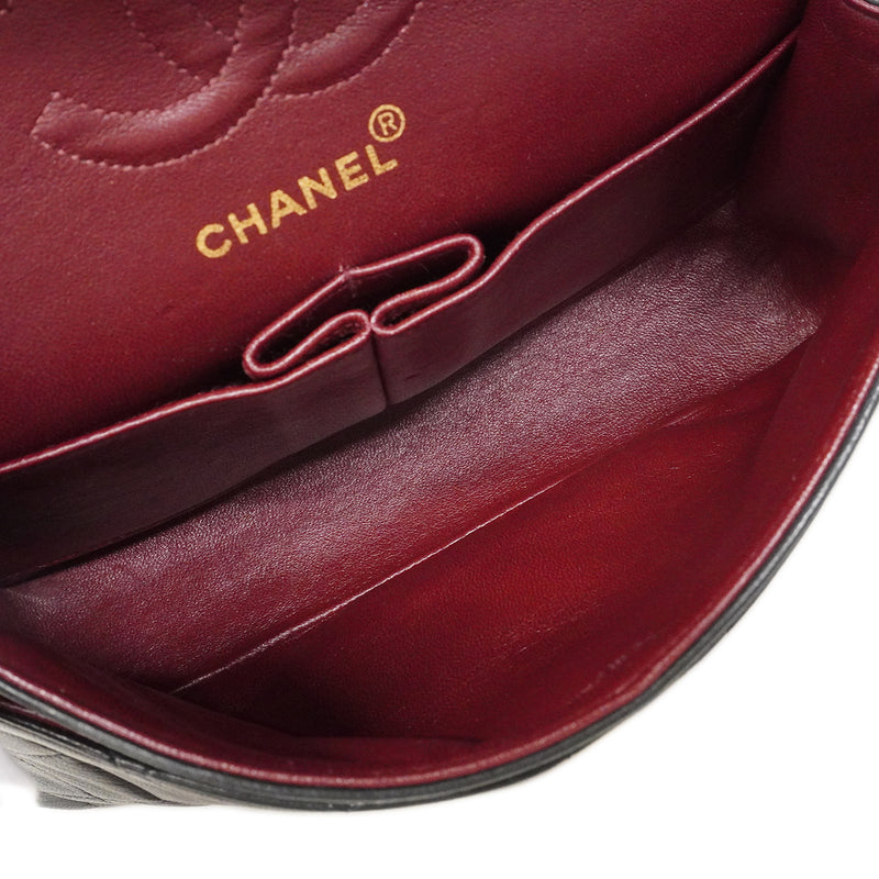 【6fa1508】シャネル ショルダーバッグ マトラッセ Wフラップ Wチェーン ラムスキン ブラック ゴールド金具【中古】レディース
