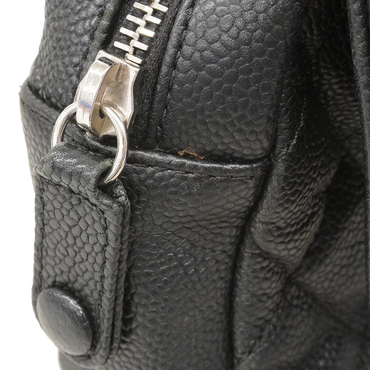 【6fa1509】シャネル ショルダーバッグ マトラッセ Wチェーン キャビアスキン ブラック シルバー金具【中古】レディース