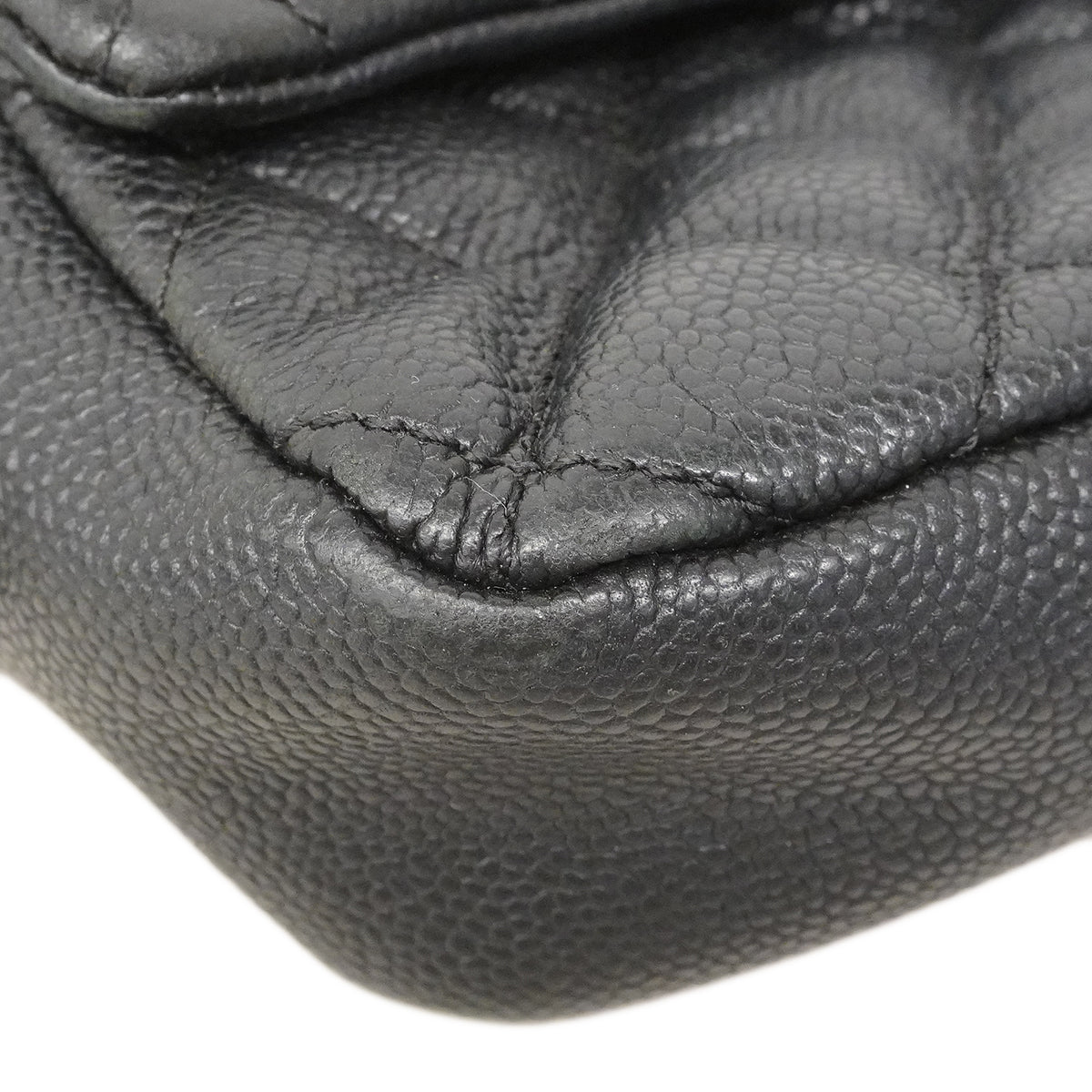 【6fa1509】シャネル ショルダーバッグ マトラッセ Wチェーン キャビアスキン ブラック シルバー金具【中古】レディース