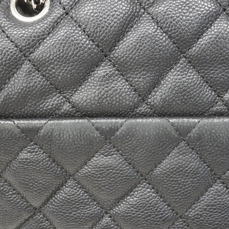 【6fa1509】シャネル ショルダーバッグ マトラッセ Wチェーン キャビアスキン ブラック シルバー金具【中古】レディース