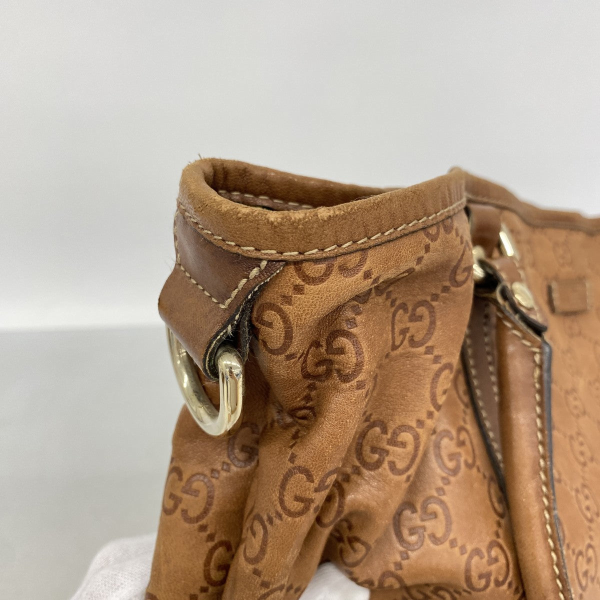 【6fa1510】グッチ トートバッグ グッチシマ 197953 レザー ブラウン ゴールド金具【中古】レディース