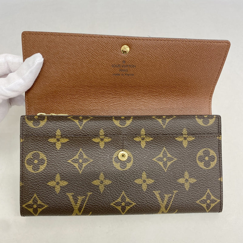 【6fa1529】ルイヴィトン 長財布 モノグラム ポシェットポルトモネクレディ M61725 ブラウン【中古】レディース