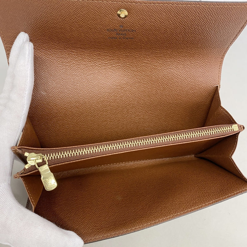 【6fa1529】ルイヴィトン 長財布 モノグラム ポシェットポルトモネクレディ M61725 ブラウン【中古】レディース