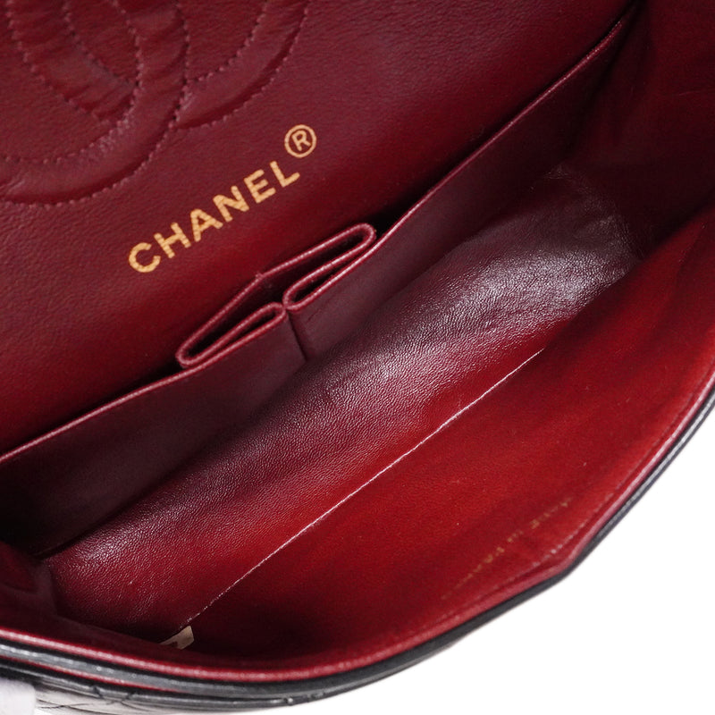 【6fa1535】シャネル ショルダーバッグ マトラッセ Wフラップ Wチェーン ラムスキン ブラック ゴールド金具【中古】レディース