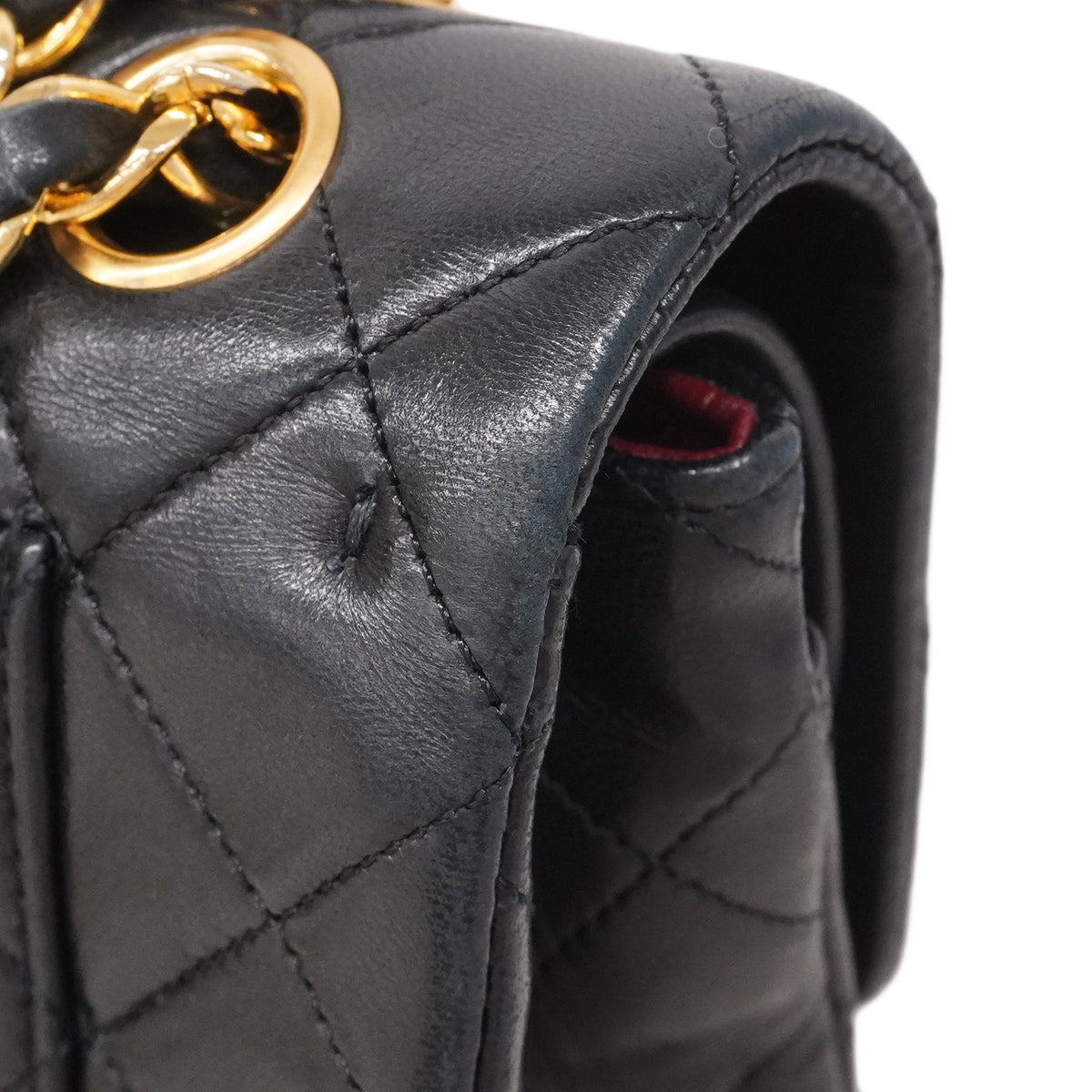 【6fa1535】シャネル ショルダーバッグ マトラッセ Wフラップ Wチェーン ラムスキン ブラック ゴールド金具【中古】レディース