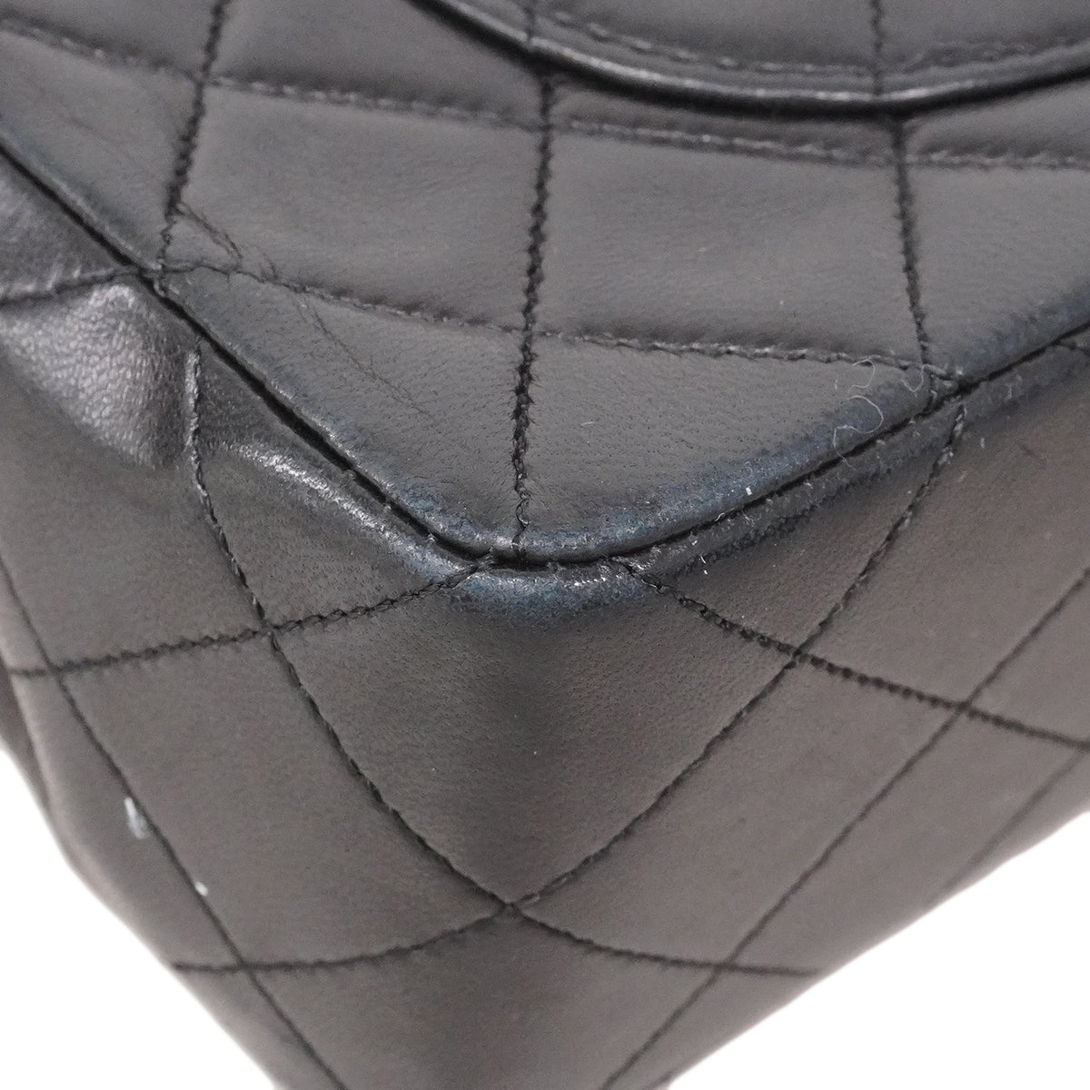 【6fa1535】シャネル ショルダーバッグ マトラッセ Wフラップ Wチェーン ラムスキン ブラック ゴールド金具【中古】レディース