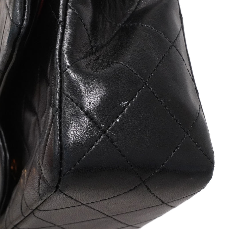 【6fa1535】シャネル ショルダーバッグ マトラッセ Wフラップ Wチェーン ラムスキン ブラック ゴールド金具【中古】レディース