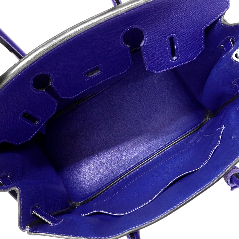 【6fa1540-h】エルメス ハンドバッグ バーキン30 ヴォーエプソン ブルーエレクトリック ゴールド金具 C刻印【中古】レディース