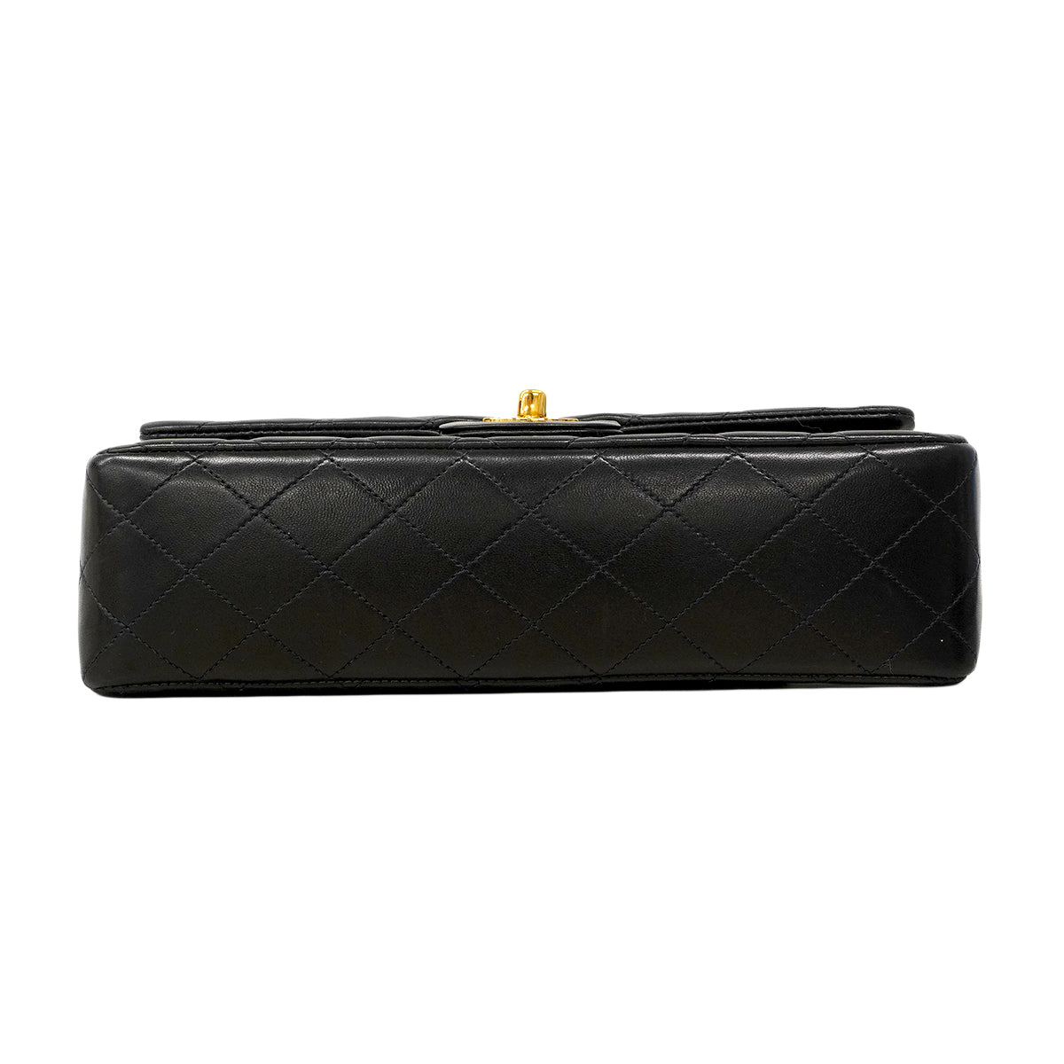 【6fa1542-h】シャネル ショルダーバッグ マトラッセ Wフラップ Wチェーン ラムスキン ブラック ゴールド金具【中古】レディース