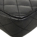 【6fa1546】 ショルダーバッグ マトラッセ チェーンショルダー イーストウエスト キャビアスキン ブラック シルバー金具【中古】レディース