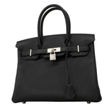【6fa1551-g】エルメス ハンドバッグ バーキン30 トゴ ブラック シルバー金具 K刻印【中古】レディース