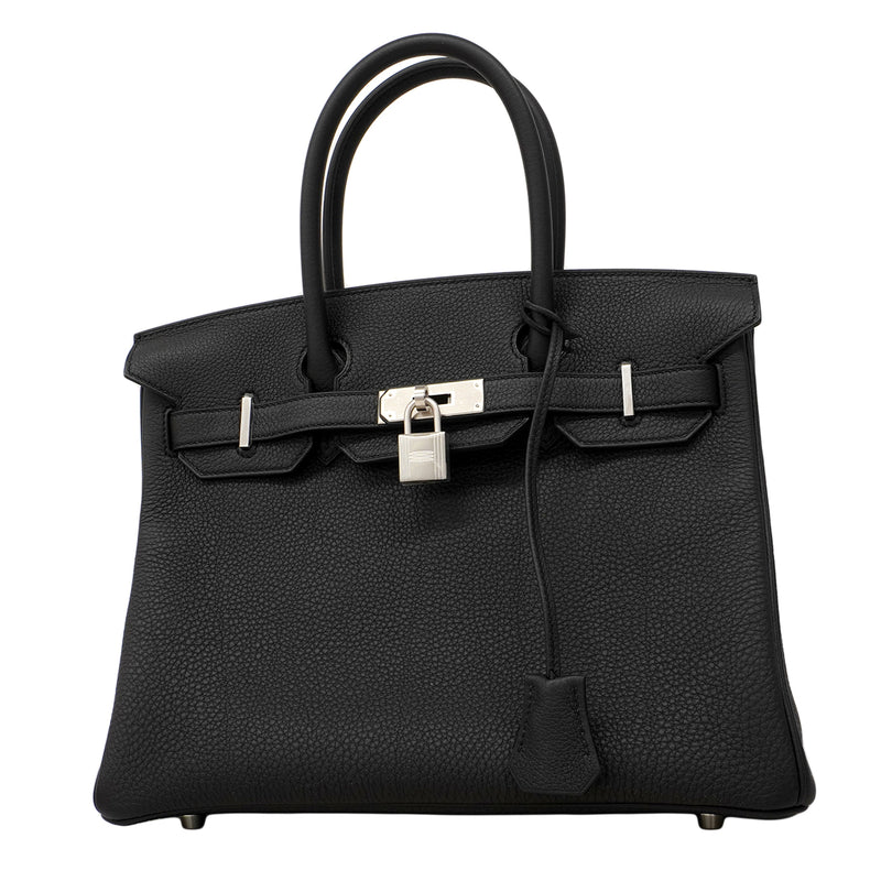 【6fa1551-g】エルメス ハンドバッグ バーキン30 トゴ ブラック シルバー金具 K刻印【中古】レディース
