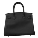 【6fa1551-g】エルメス ハンドバッグ バーキン30 トゴ ブラック シルバー金具 K刻印【中古】レディース