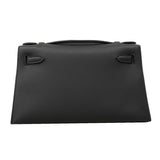 【6fa1552-g】エルメス ハンドバッグ ポシェットケリー スイフト ブラック ゴールド金具 G刻印【中古】レディース