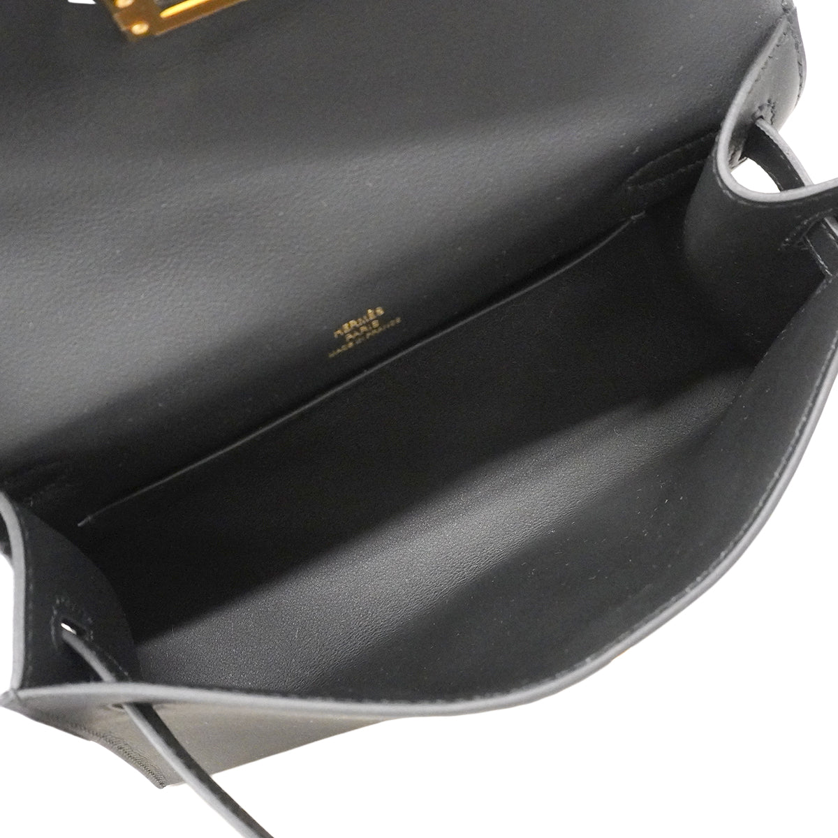 【6fa1552-g】エルメス ハンドバッグ ポシェットケリー スイフト ブラック ゴールド金具 G刻印【中古】レディース
