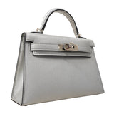 【6fa1553-g】エルメス ハンドバッグ ミニケリー2 シェーブル シャムキラ アルジャン シルバー金具 K刻印 2wayバッグ【中古】レディース