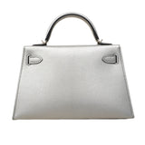 【6fa1553-g】エルメス ハンドバッグ ミニケリー2 シェーブル シャムキラ アルジャン シルバー金具 K刻印 2wayバッグ【中古】レディース