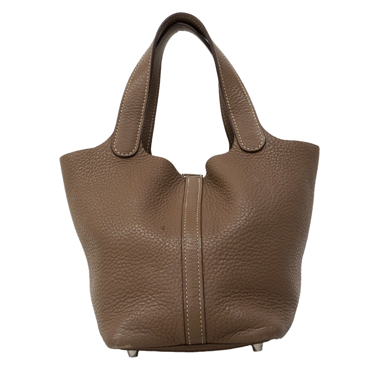 【6fa1556】エルメス ハンドバッグ ピコタンロックPM トリヨンクレマンス エトゥープ シルバー金具 □N刻印【中古】レディース